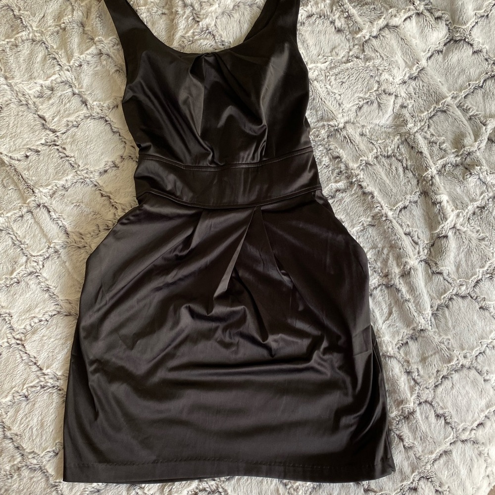 Black satin dress WITH POCKETS and ribbon/bow, juniors size 13
